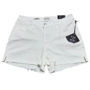 Ava & Viv Women's White High-Rise Denim Midi Shorts Raw Hem - Plus Size 16 NWT